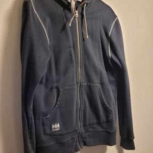 HH men's workwear zipper hoodie sz L navy & orange good condition